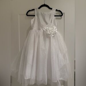 Girls white flower girl dress- Size 7